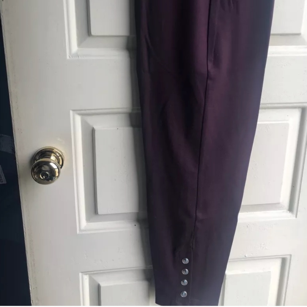 Just My Size Purple (Wine) Ponte Snap Bottom Leggings Pants 2X NEW